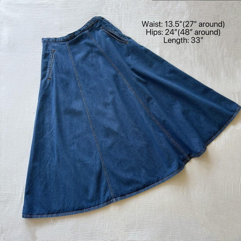 vintage denim skirt cotton skirt midi skirt maxi sun skirt boho circle skirt minimalist Eddie Bauer 90s retro vintage style blue size S/PM